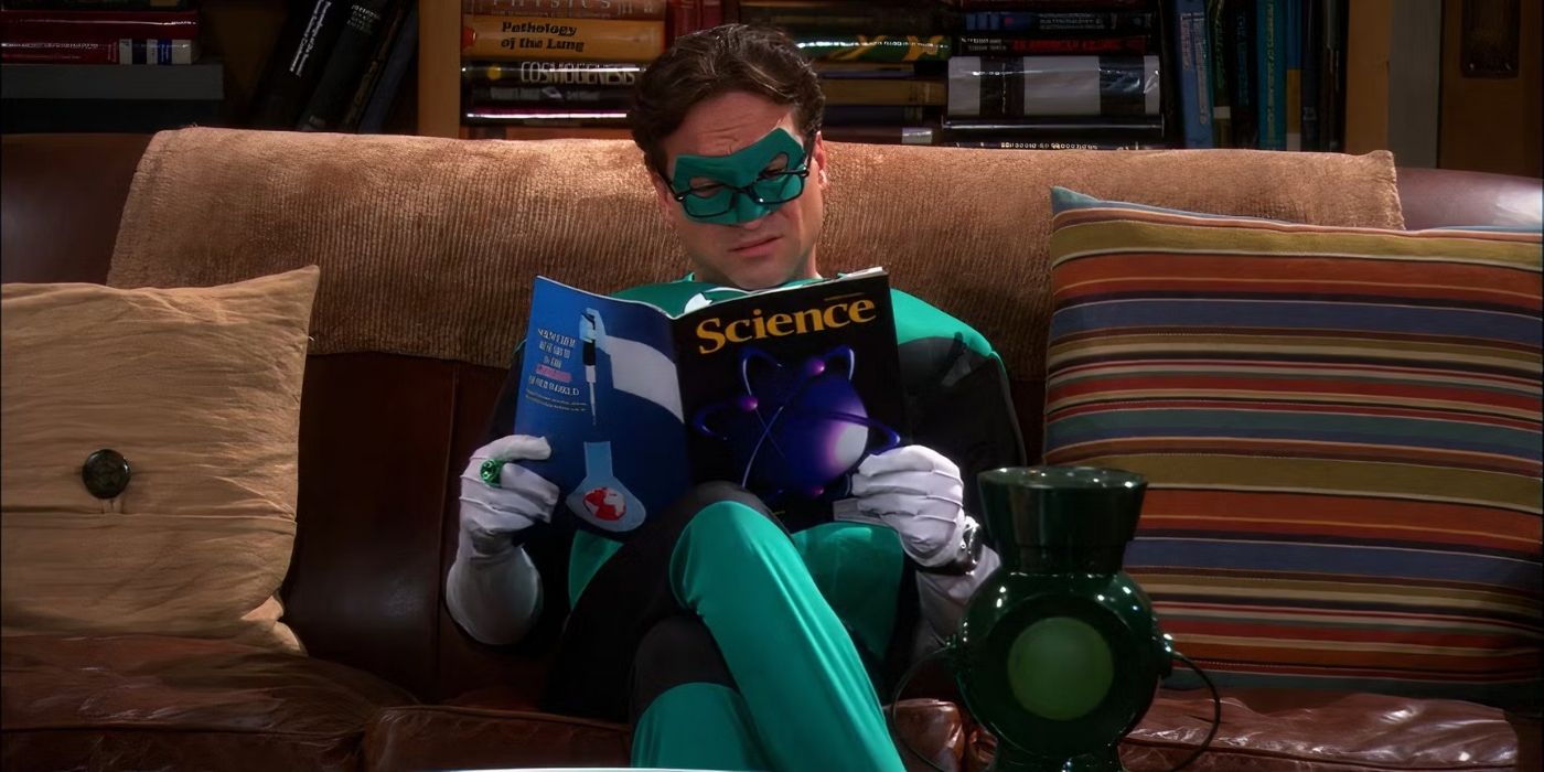 Leonard as Green Lantern in The Big Bang Theory