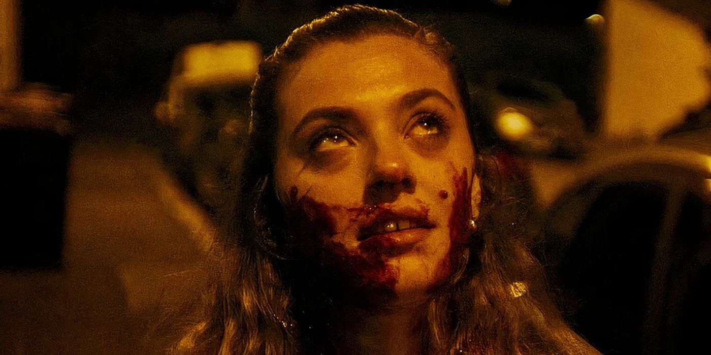 A still of Anais after being bitten by an infectious zombie in the Shudder Original French horror film MadS (2024).