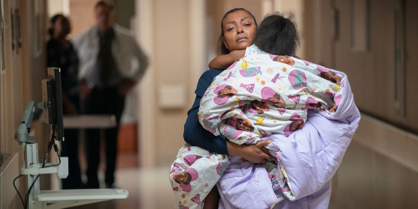 Taraji P. Henson as Janiyah carrying her daughter Aria in Straw