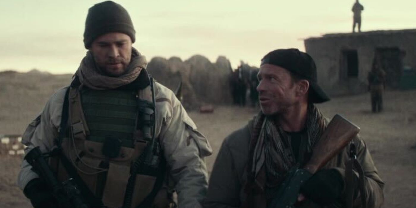 Taylor Sheridan and Chris Hemsworth in 12 Strong