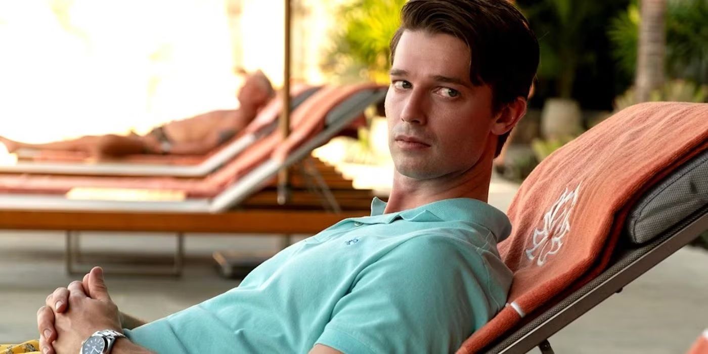 Patrick Schwarzenegger as Saxon Ratliff in the third season of HBO's The White Lotus