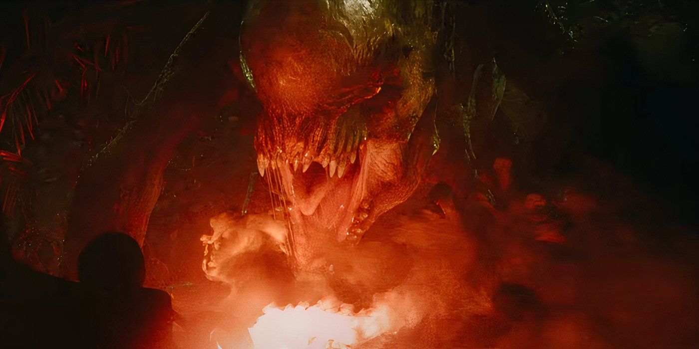 A D. rex chases a flare in Jurassic World Rebirth