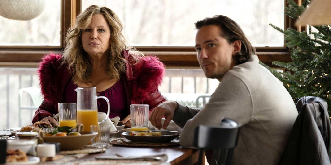 Jennifer Coolidge & Lewis Pullman in Riff Raff