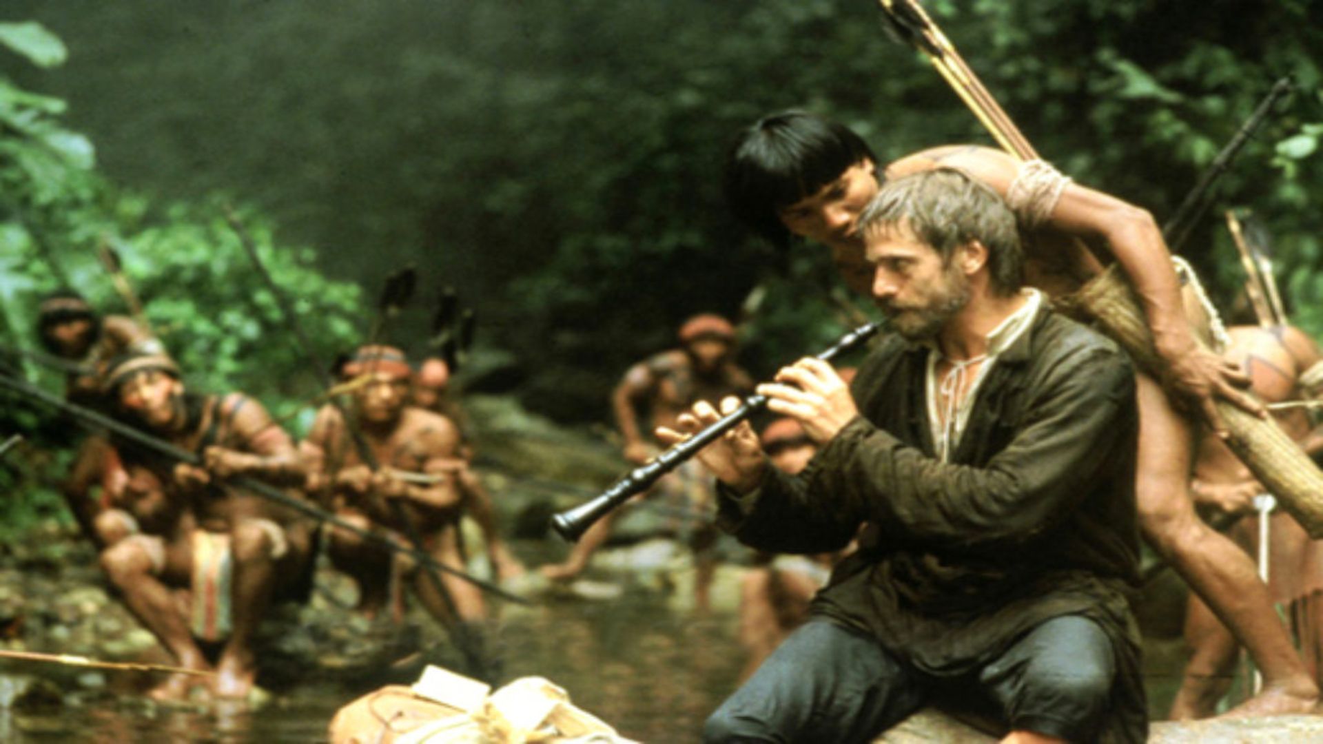 Jeremy Irons as Father Gabriel playing his oboe in 1986's The Mission