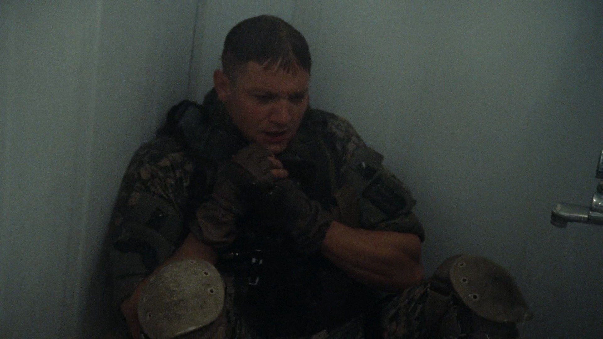 Actor Jeremy Renner as Sergeant William James in the war film The Hurt Locker