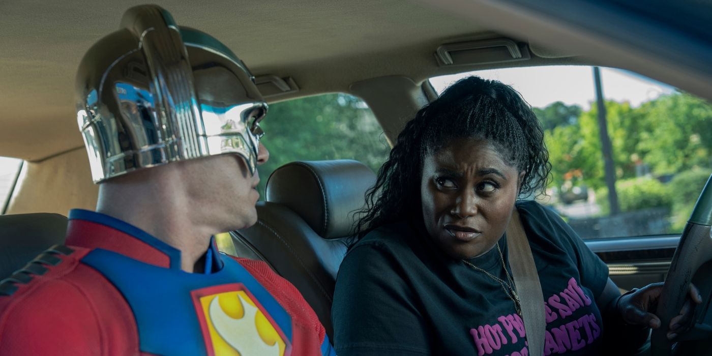 John Cena (Peacemaker) and Danielle Brooks (Leota Adebayo) in season 2 of Peacemaker