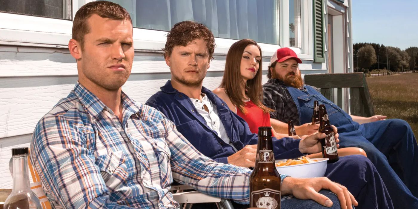 The Letterkenny cast sits with beer in Letterkenny