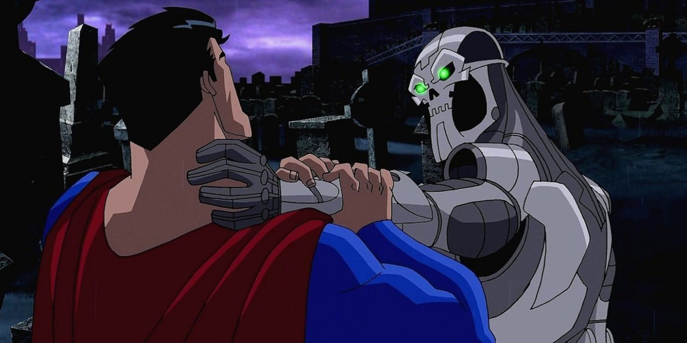 Metallo chokes Superman in Public Enemies