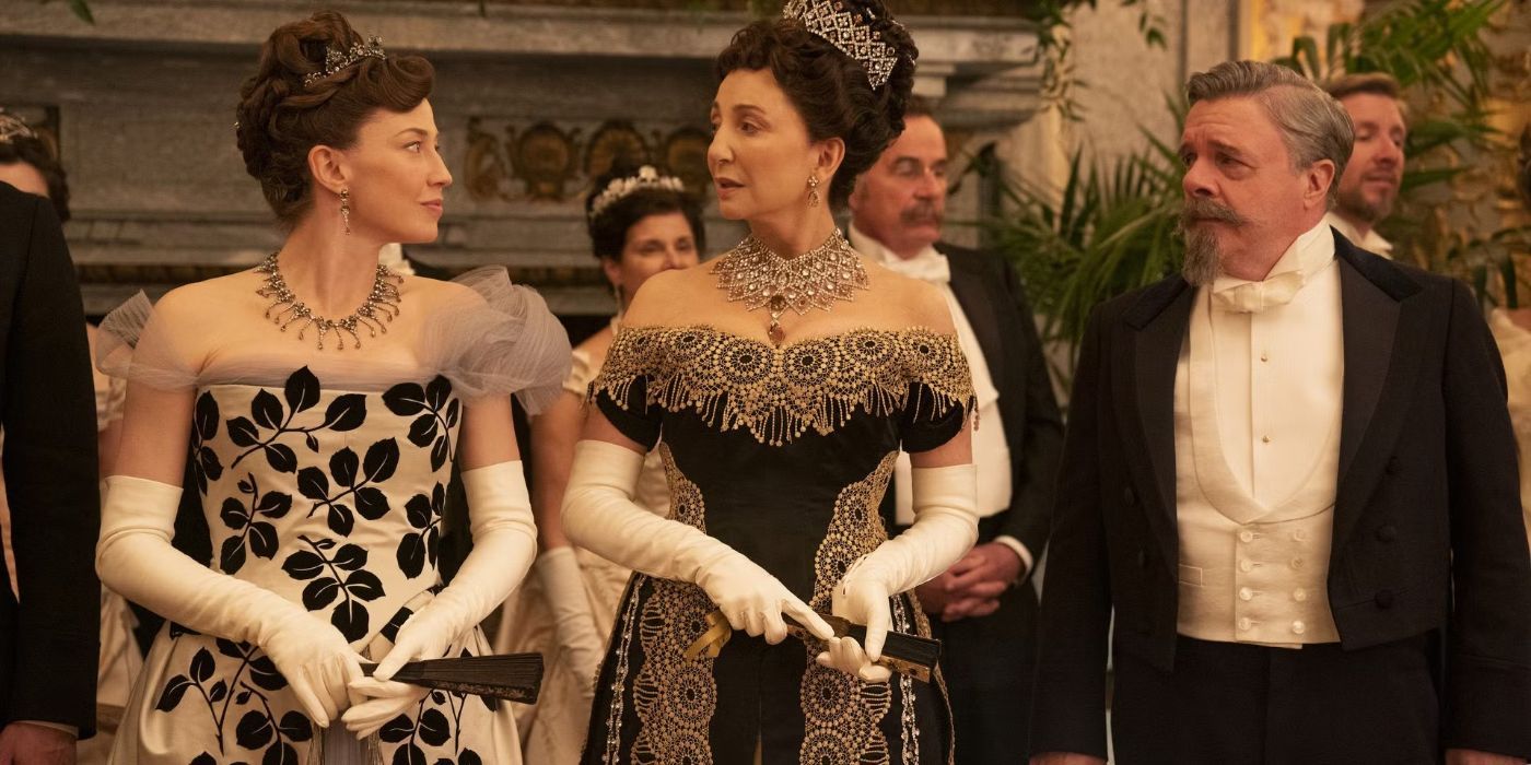 Bertha Russell, Mrs. Astor, and Ward McAllister in 'The Gilded Age'