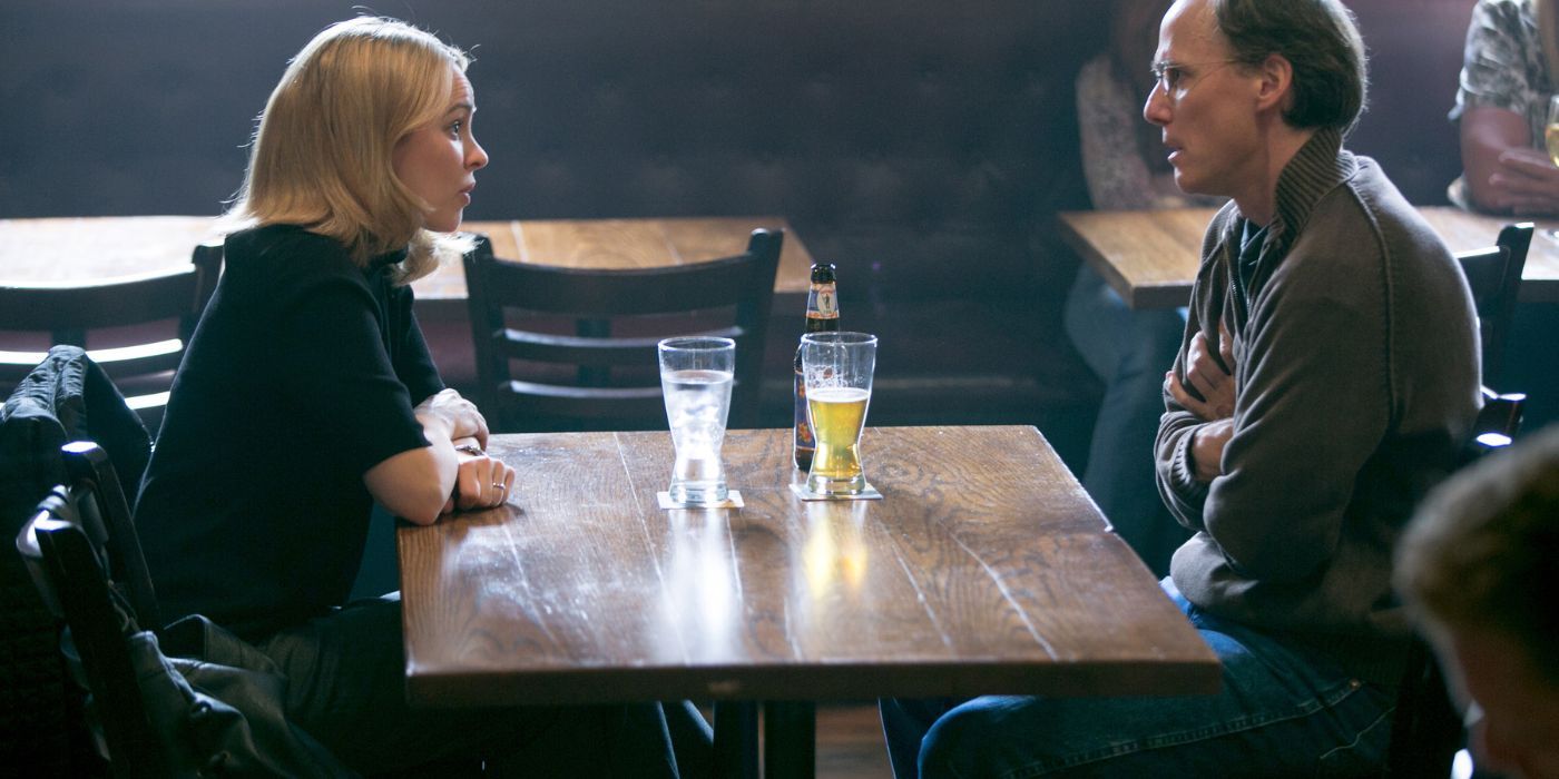 Actors Rachel McAdams and Neal Huff as Sacha Pfeiffer and Phil Saviano in the historical drama film Spotlight