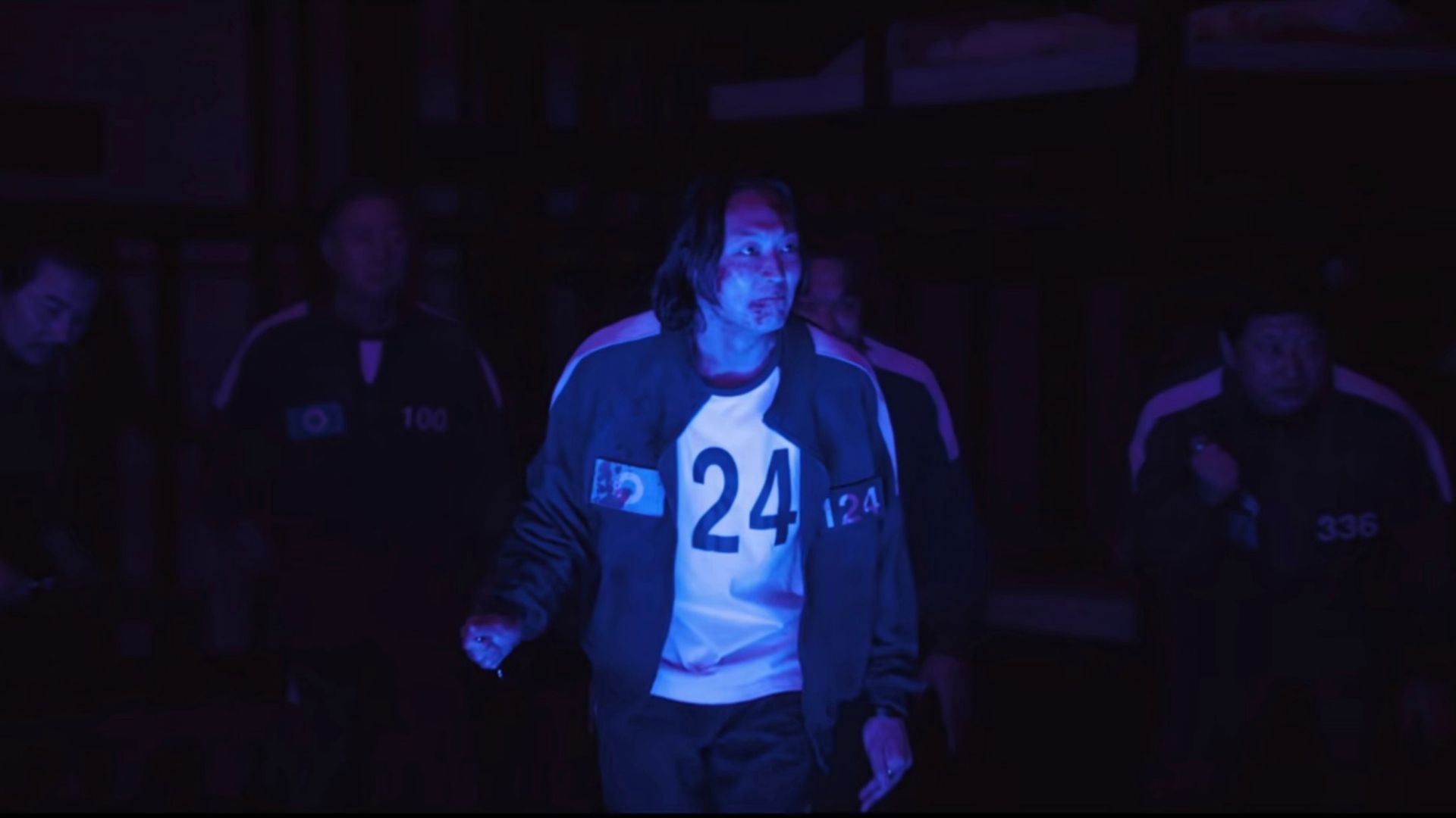 Player 124 Nam-gyu during Squid Game season 2's Night Time Brawl.