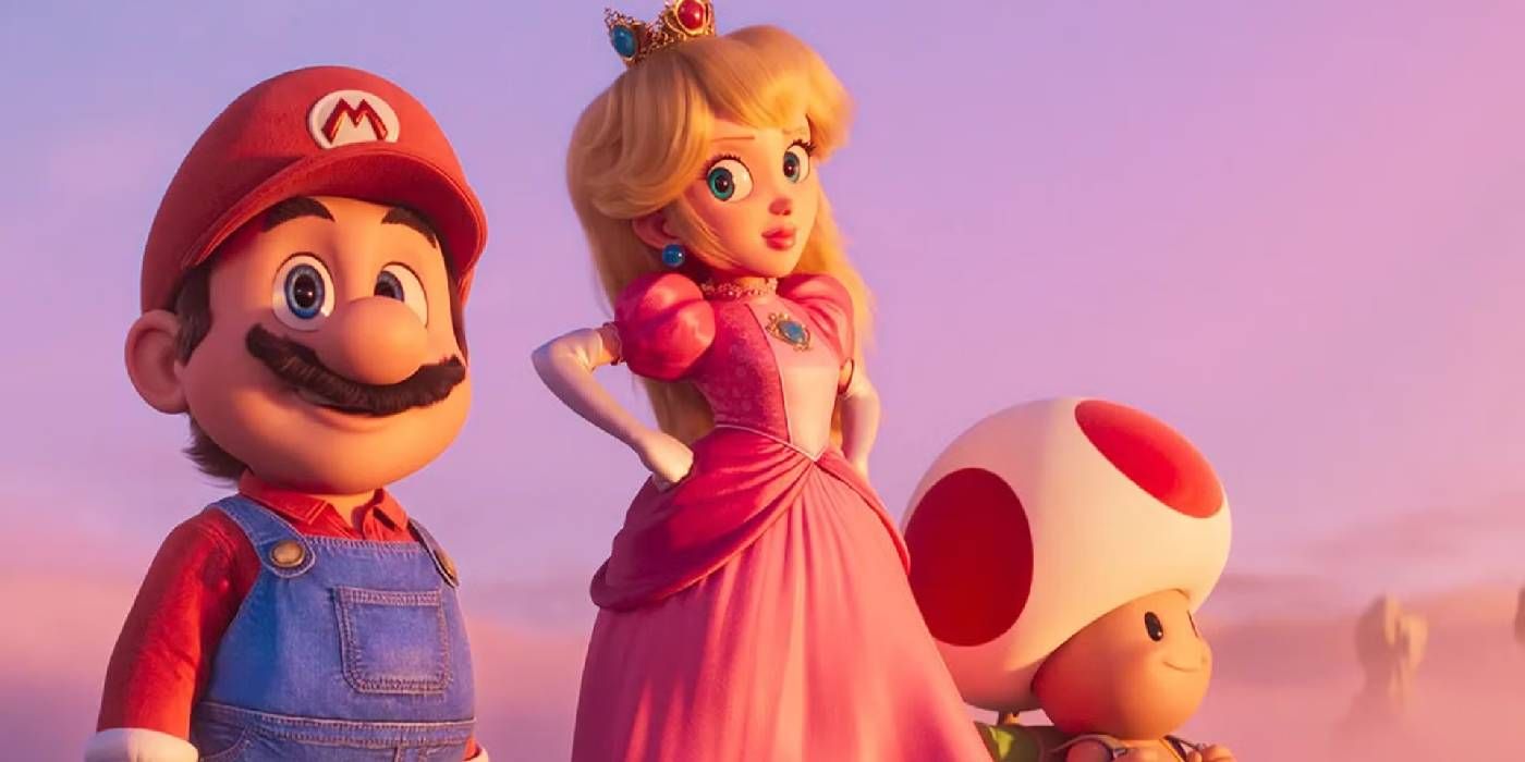 Mario, Peach, and Toad in The Super Mario Bros. Movie