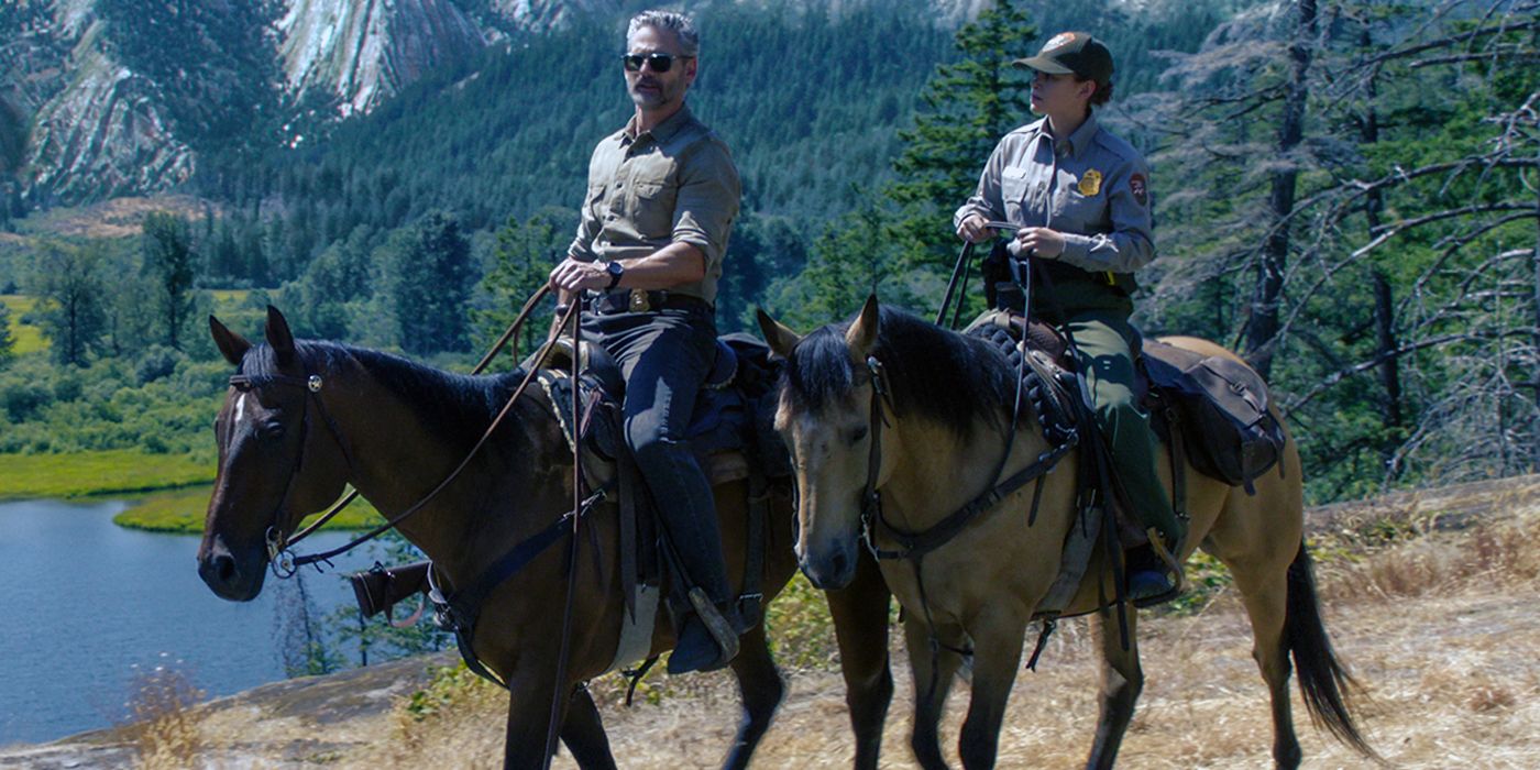 Two men riding horses in Netflix's Untamed