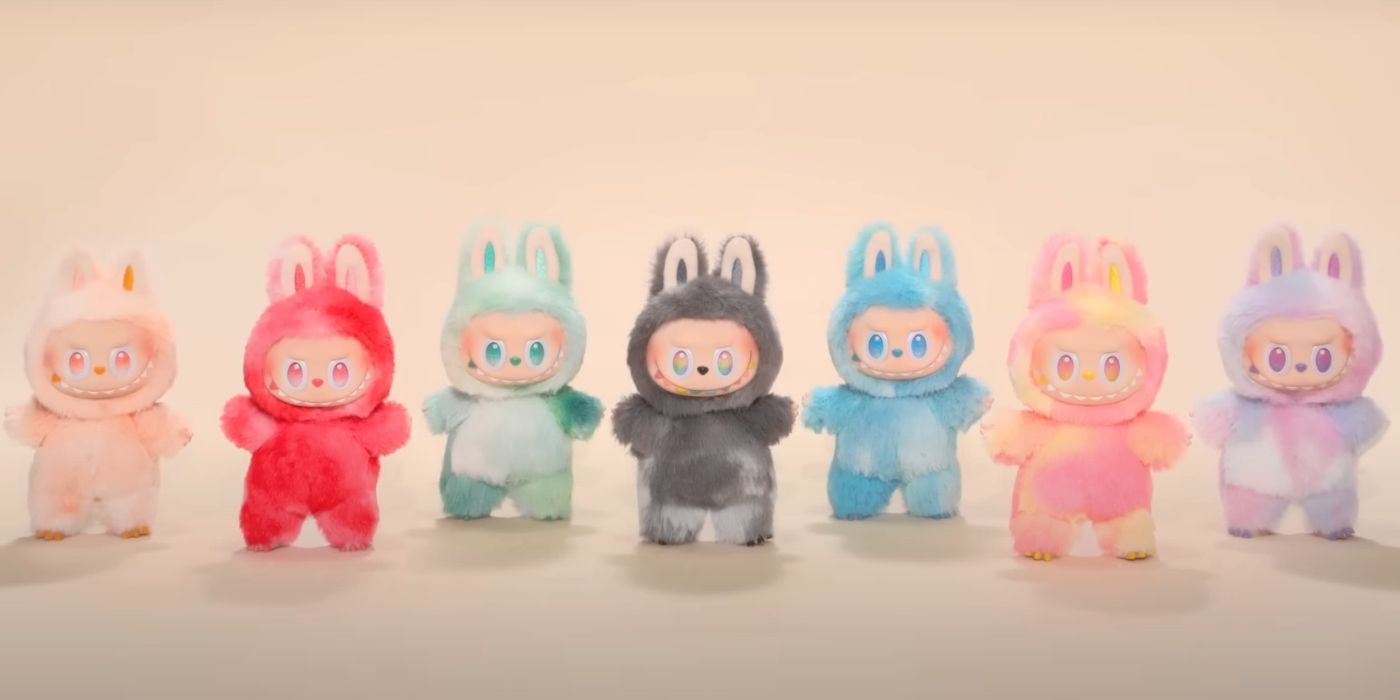 A Row of Labubu Dolls