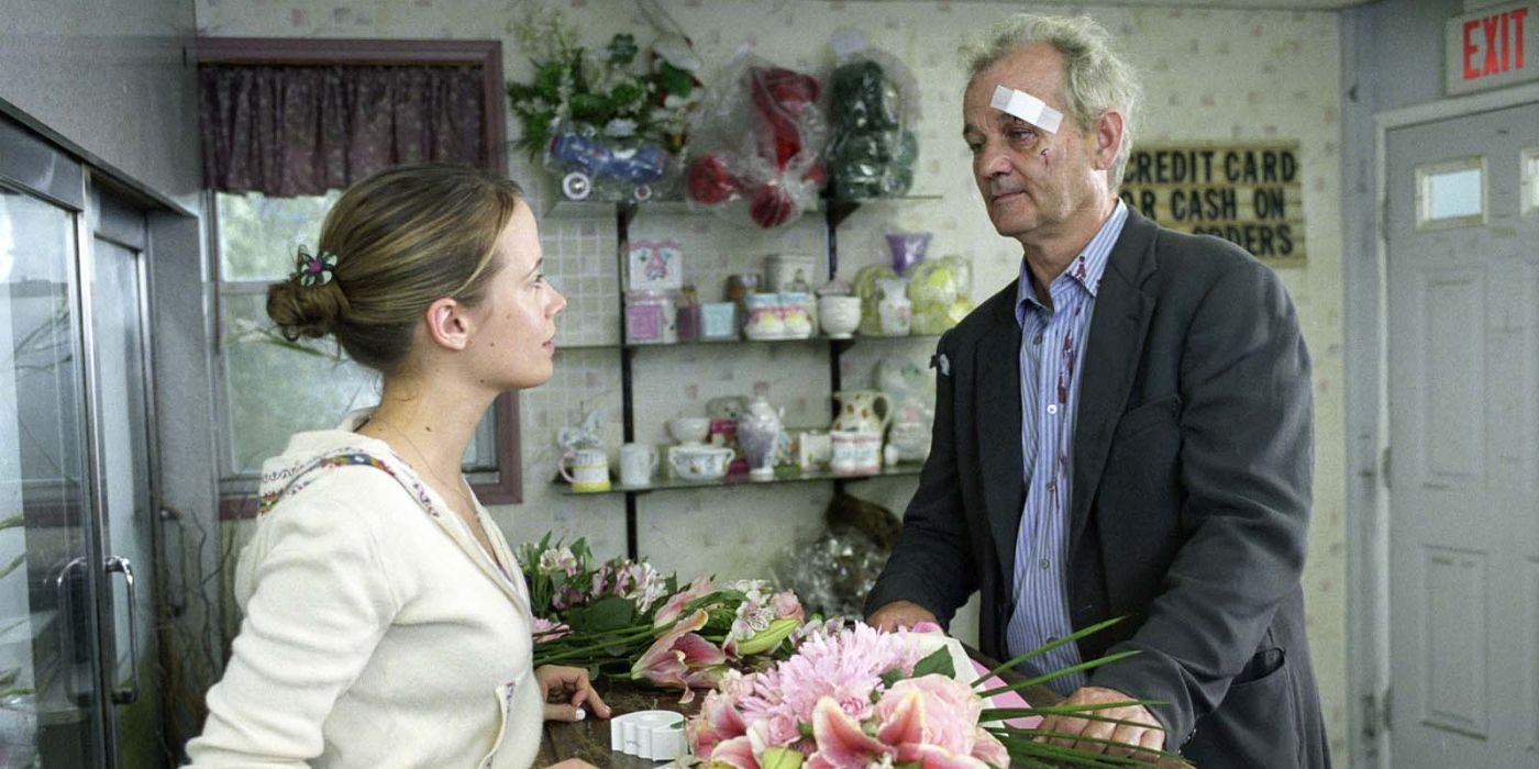 An injured Don (Bill Murray) visits a florist in Broken Flowers (2005)