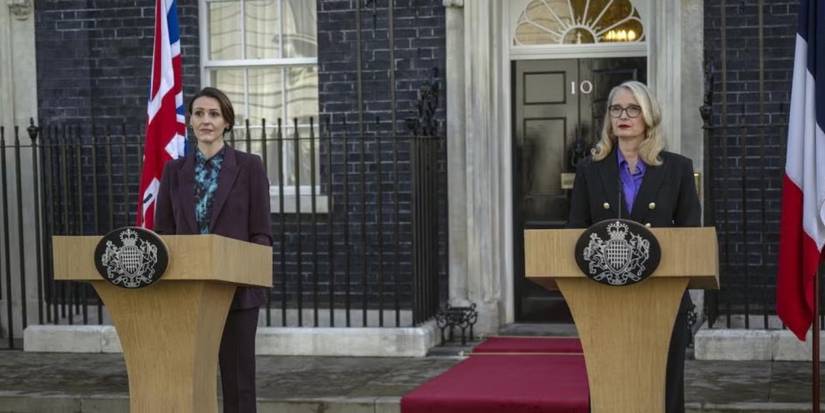 Abigail Dalton and Vivienne Toussaint in Hostage giving speeches