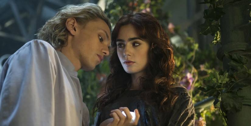 Jamie Campbell Bower and Lily Collins in The Mortal Instruments