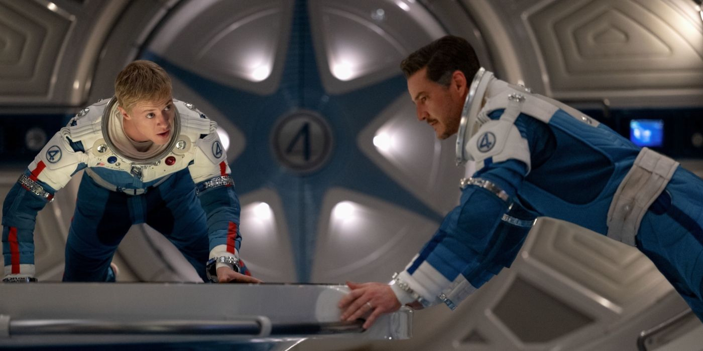 Johnny Storm and Reed Richards in The Fantastic Four First Steps