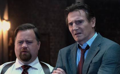 Liam Neeson and Paul Walter Hauser in The Naked Gun (2025)