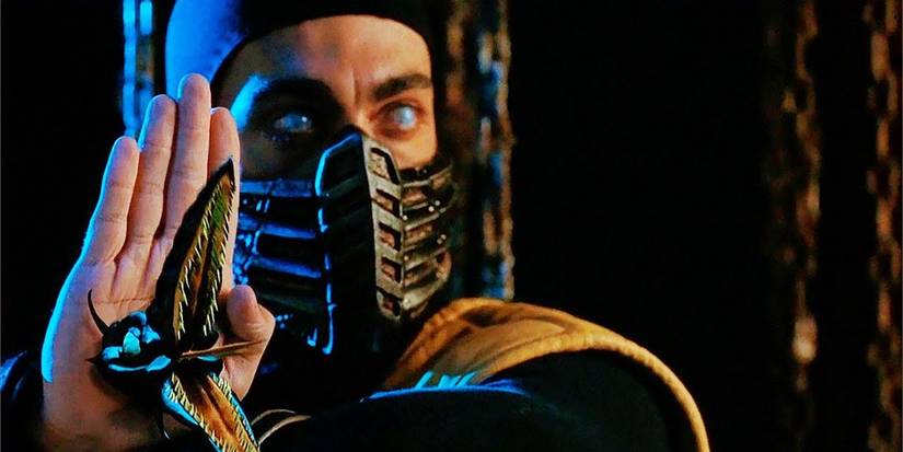 Scorpion prepares to use his signature rope dart in Mortal Kombat