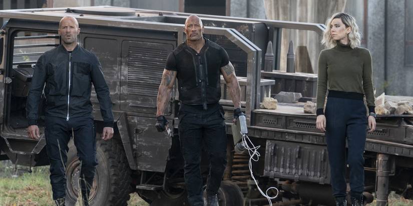 Jason Statham, Dwayne Johnson, and Vanessa Kirby in Fast & Furious Presents: Hobbs & Shaw (2019)