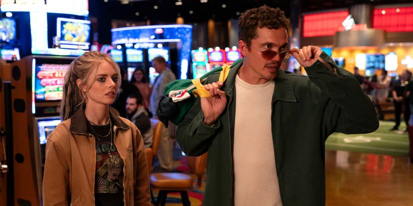 Samara Weaving and Karl Glusman in Eenie Meanie