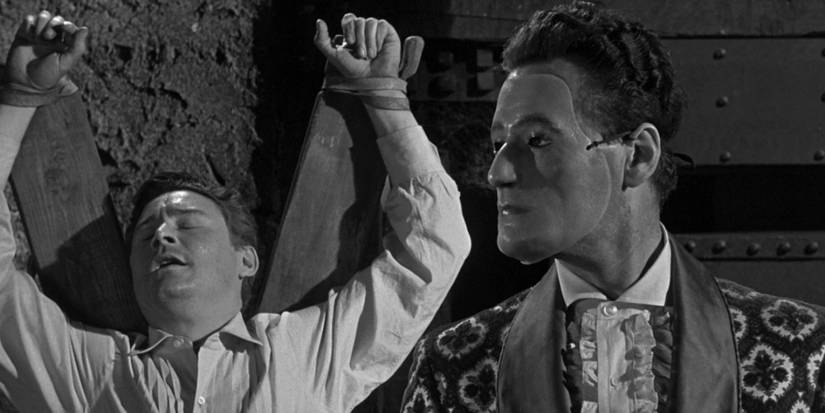 Ronald Lewis and Guy Rolfe in Mr. Sardonicus (1961)