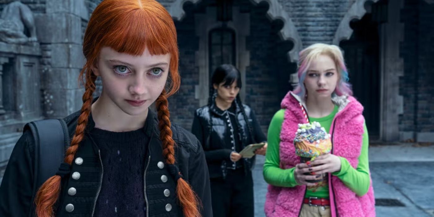 Agnes, Enid and Wednesday in Wednesday Season 2