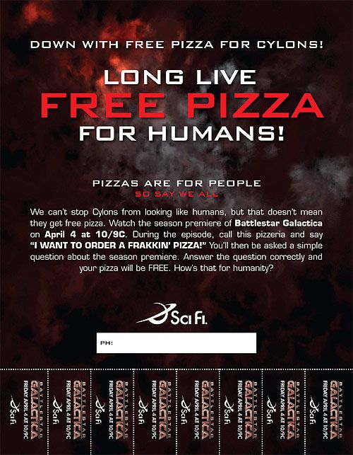 Free Cylon Pizza from Battlestar Galactica Season 4