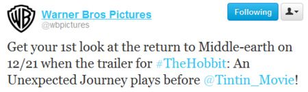 The Hobbit trailer tweet