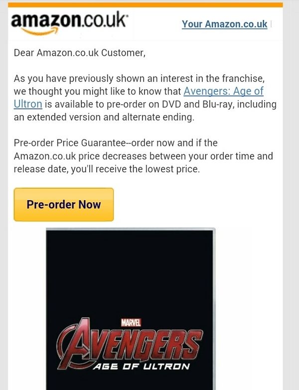 Avengers Age of Ultron Pre-Order Photo