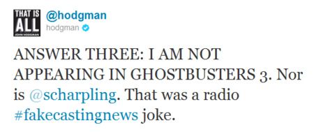 John Hodgman Ghostbusters 3 tweet