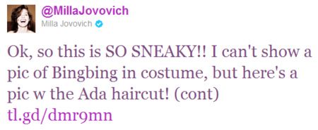 Milla Jovovich Tweet #2