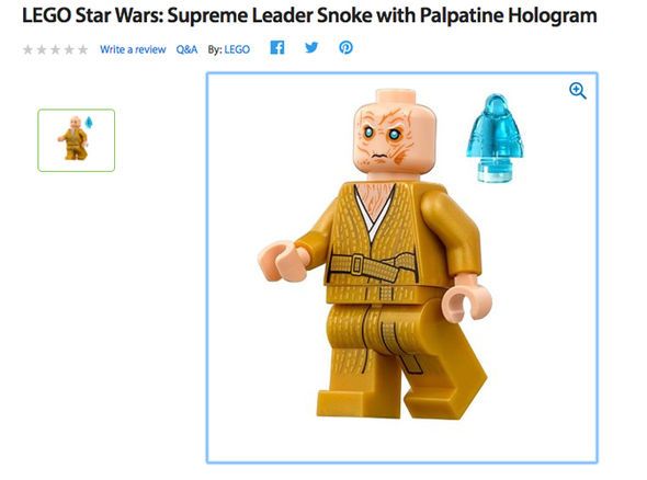 Star Wars Last jedi Snoke Emperor Palpatine Hologram Lego