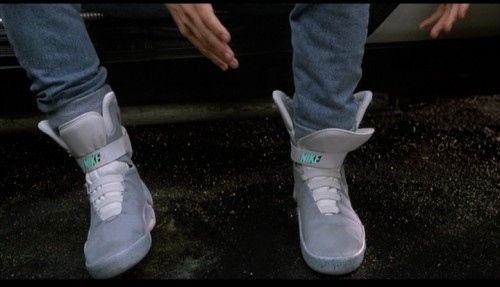 Marty Mcfly wearing Nikes on a hoverboard in Back to the Future Part II