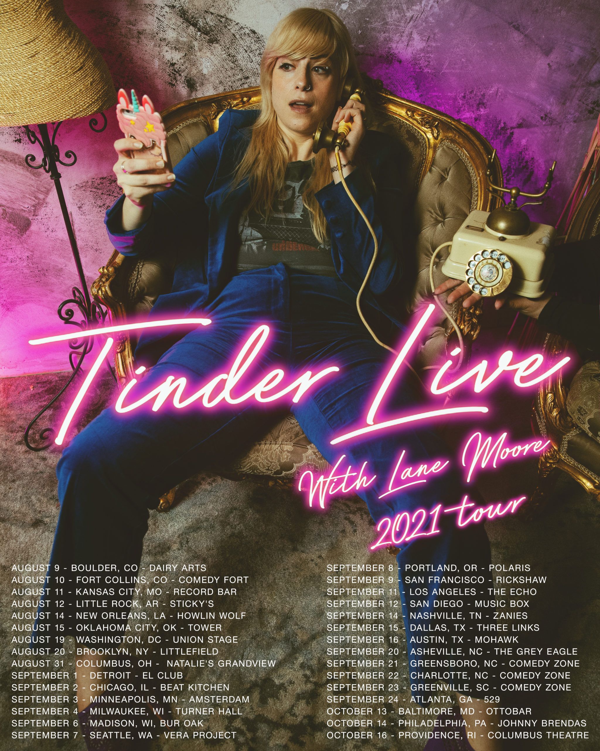 Lane Moore Tinder Live Tour Map