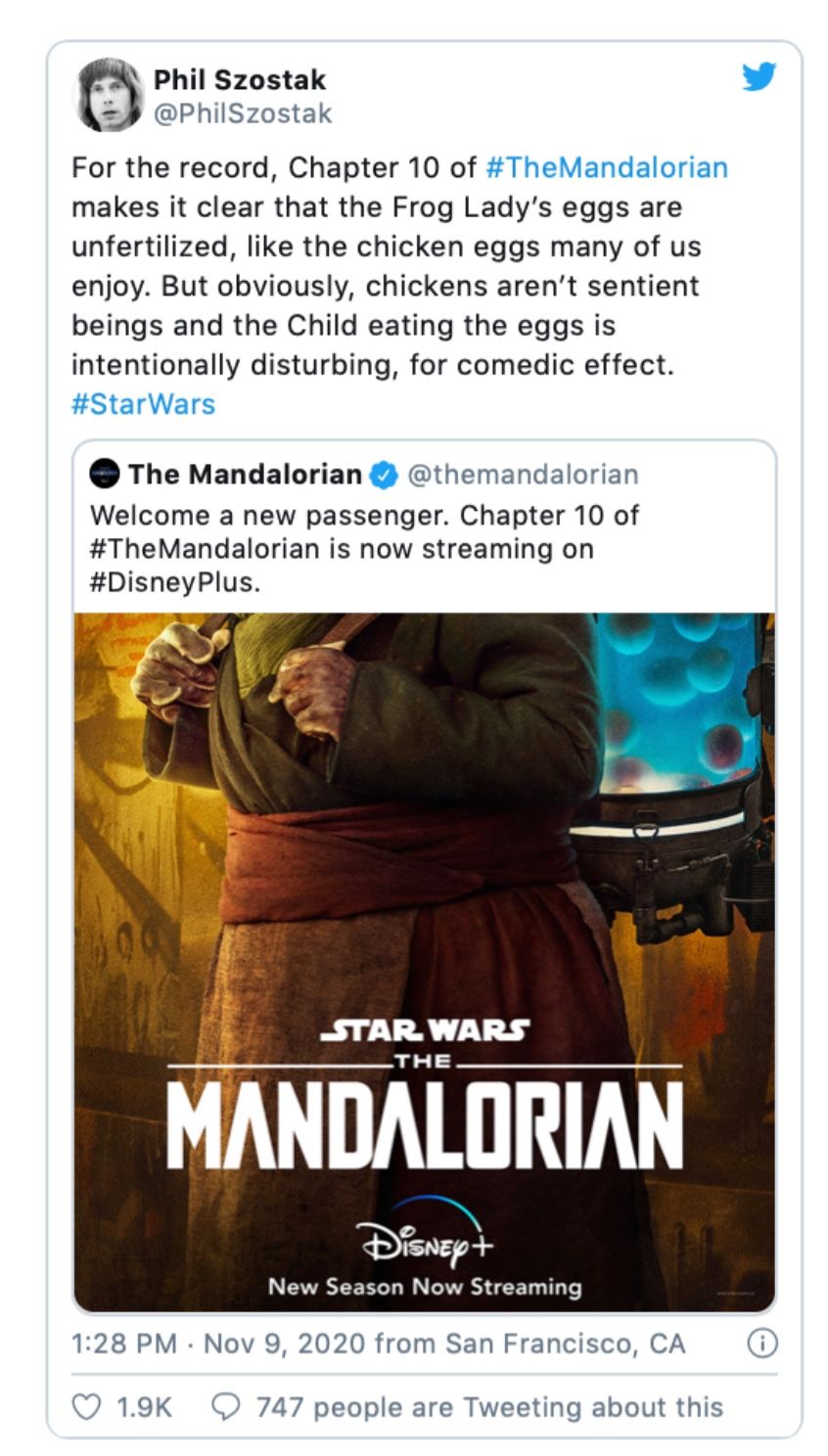 The Mandalorian Egg Controversy tweet