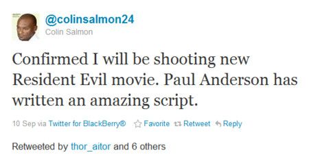 Colin Salmon Resident Evil tweet
