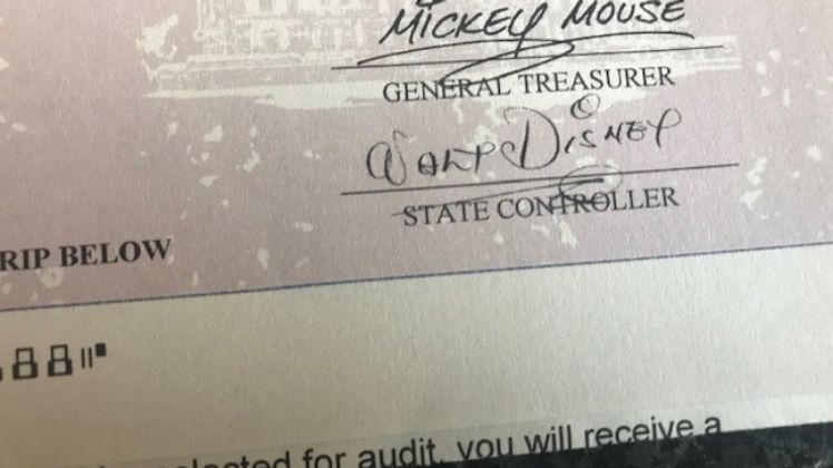 Mickey Mouse Walt Disney Tax Check Signatures