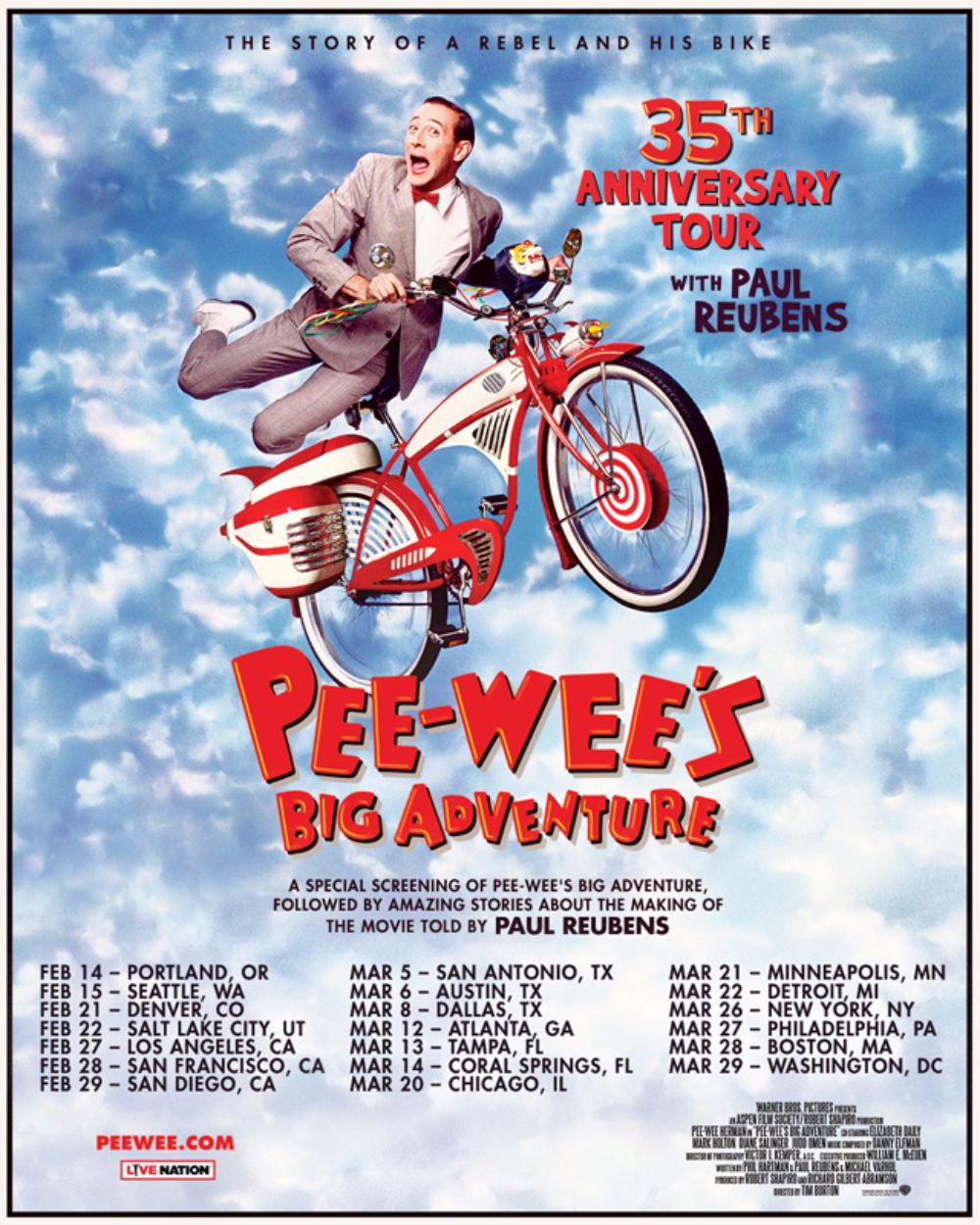 Pee-wee's Big Adventure 35th Anniversary Tour poster