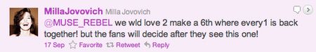 Milla Jovovich Tweets Resident Evil: Retribution #1