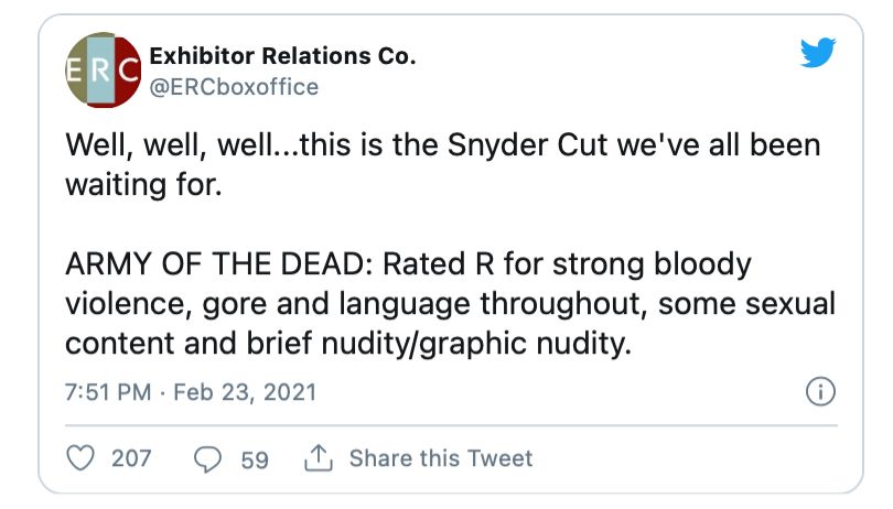 Army of the Dead rating tweet