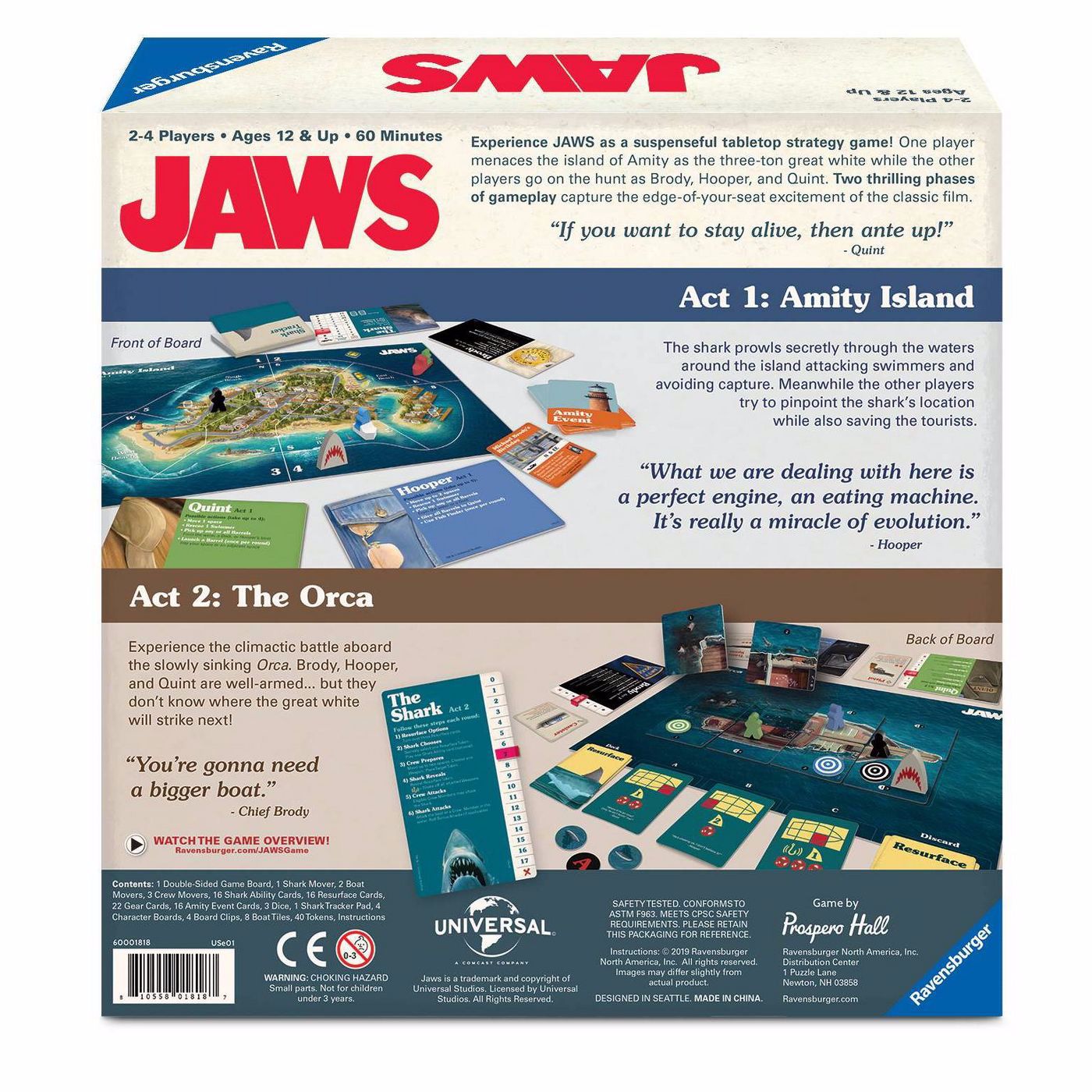 Jaws Board Game Box back