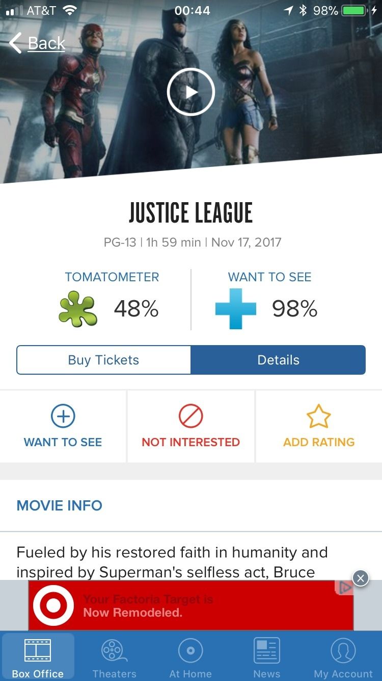 Justice League Rotten Tomatoes Score Rotten
