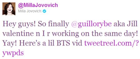 Milla Jovovich Resident Evil: Retribution Tweet #3