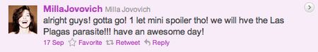 Milla Jovovich Tweets Resident Evil: Retribution #2
