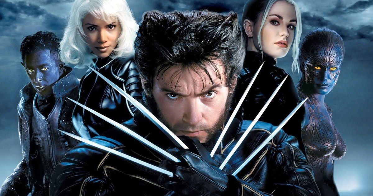 The cast of X2: X-Men United with Wolverine in the middle