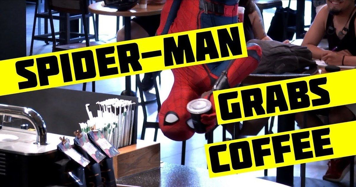 Watch Spider-Man Scare Starbucks Customers in Hilarious Prank Video