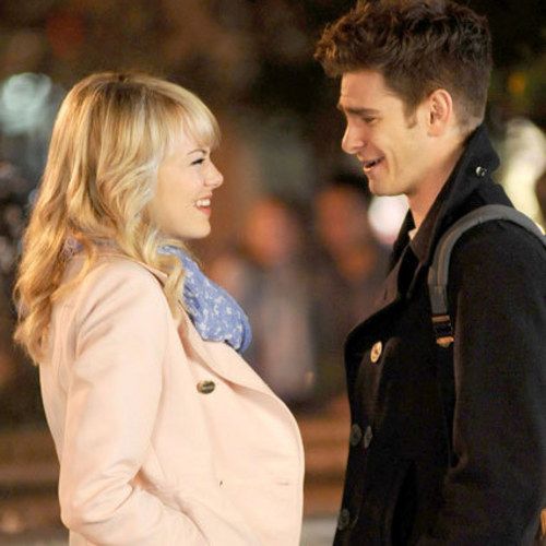Emma Stone and Andrew Garfield on the Set of The Amazing Spider-Man 2