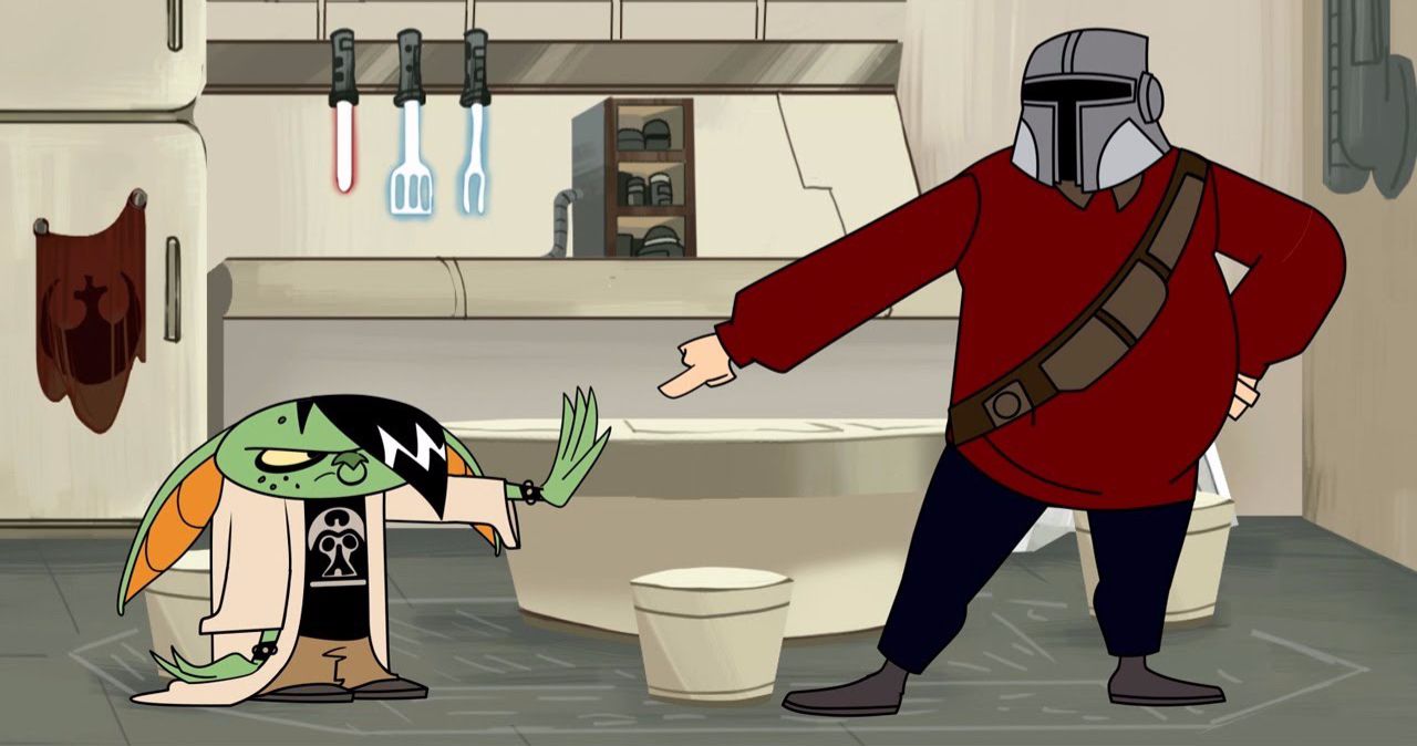 Baby Yoda Becomes a Teen Jerk in The Mandalorian Animated Spoof